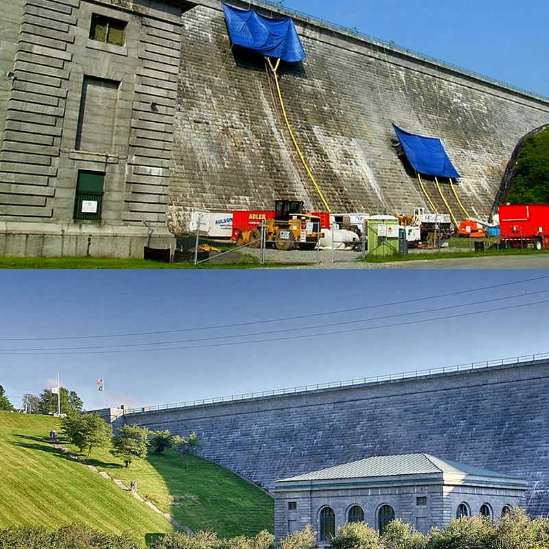 Aulson Company Inc -  Massachusetts Water Resource Authority (MWRA) - Wachusett Dam PCB Abatement and Cleaning of the Down Stream Face of the Dam. Clinton, MA